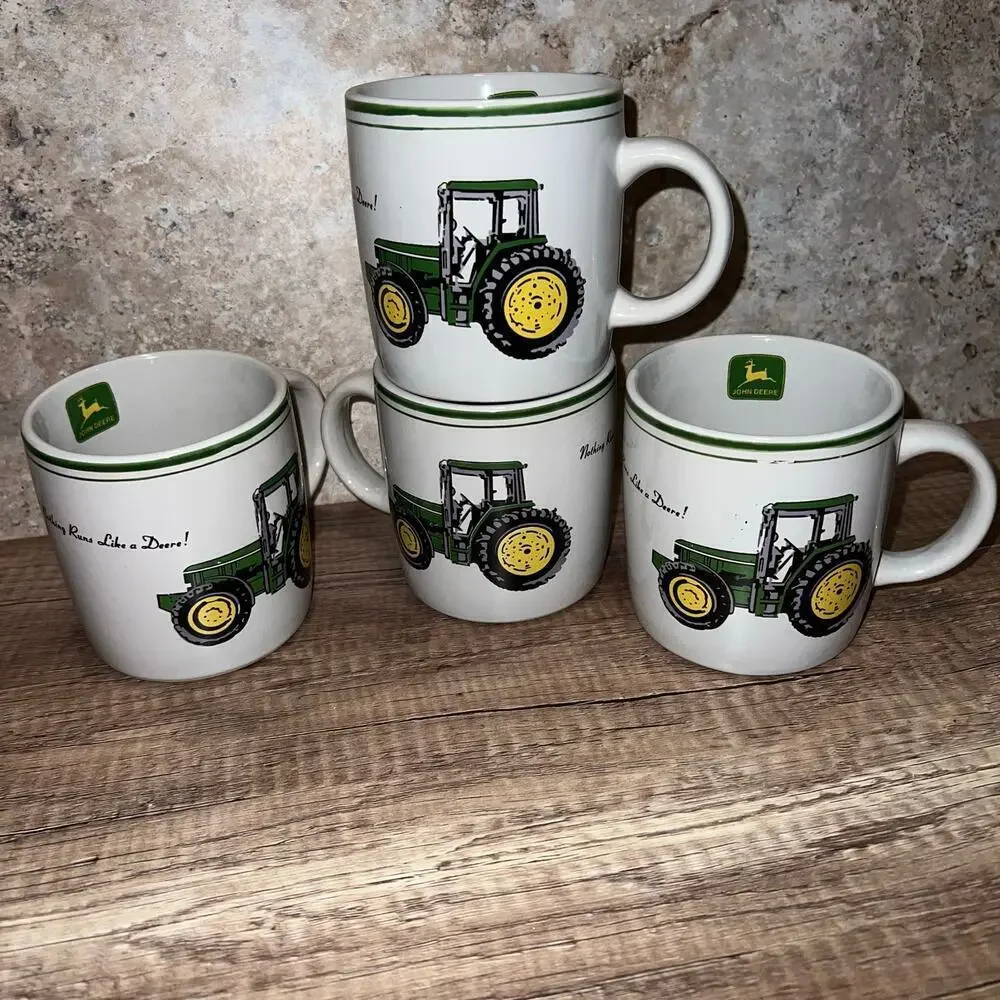 Vintage Y2K John Deere Coffee Mug Cups Gibson Tractor Farming Barn Lot of 4 2000 - Picture 2 of 5